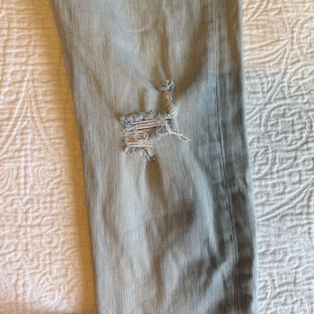 All Saints Distressed Light Wash Women's Cigarette Button Fly Skinny Jeans Sz30